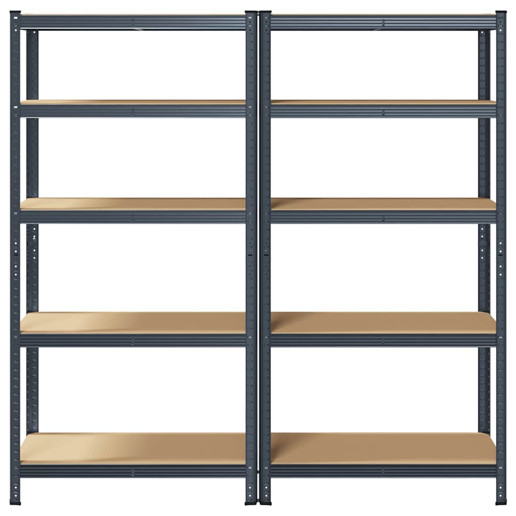 5-Layer Heavy-duty Shelves 2 pcs Anthracite Steel&Engineered Wood