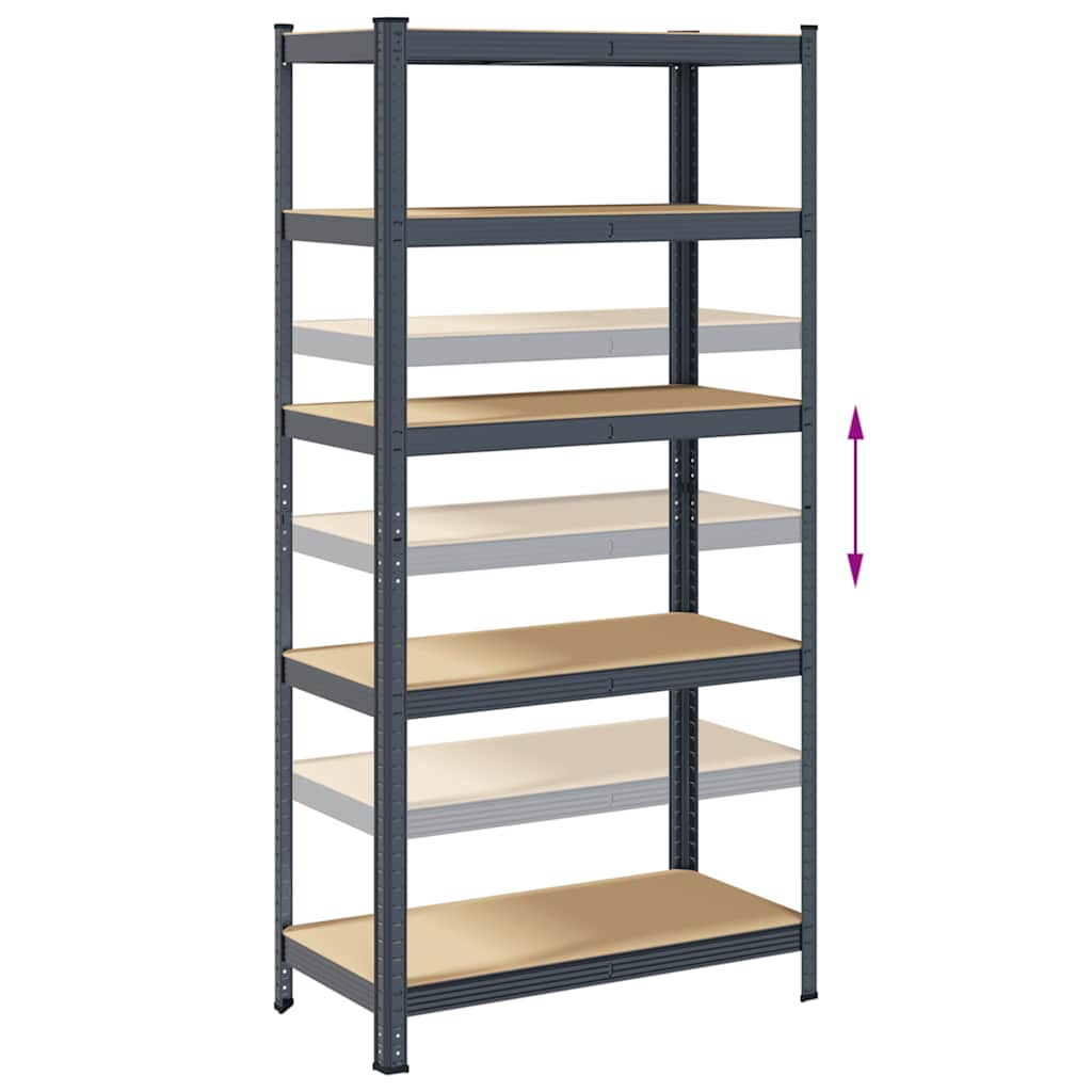5-Layer Heavy-duty Shelves 2 pcs Anthracite Steel&Engineered Wood