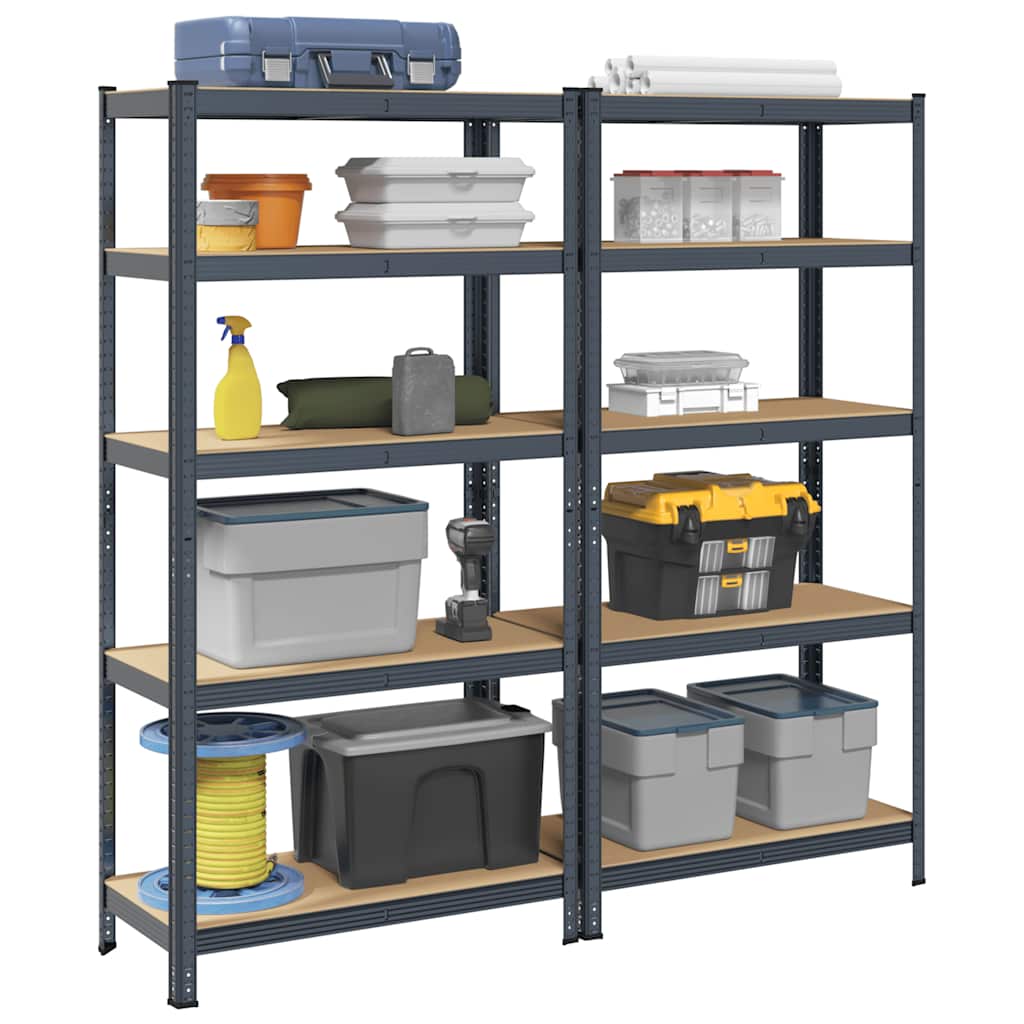 5-Layer Heavy-duty Shelves 2 pcs Anthracite Steel&Engineered Wood