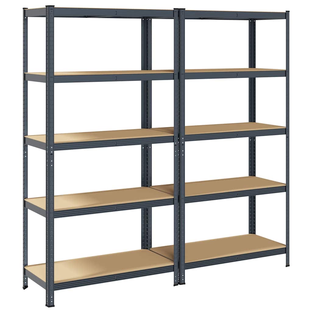 5-Layer Storage Shelves 2 pcs Anthracite Steel&Engineered Wood