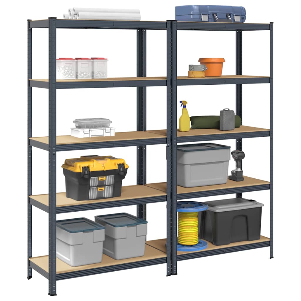 5-Layer Storage Shelves 2 pcs Anthracite Steel&Engineered Wood