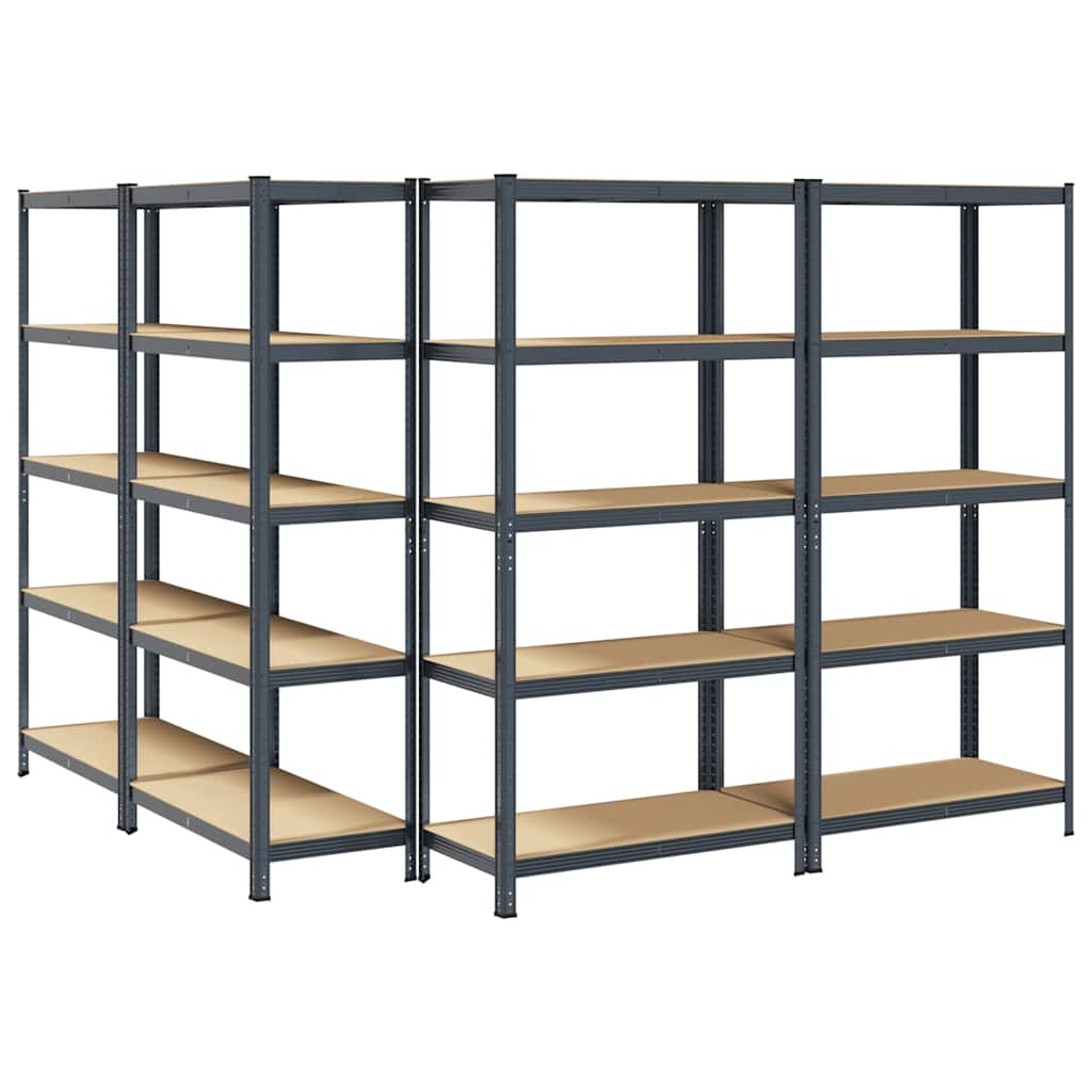 5-Layer Storage Shelves 4 pcs Anthracite Steel&Engineered Wood