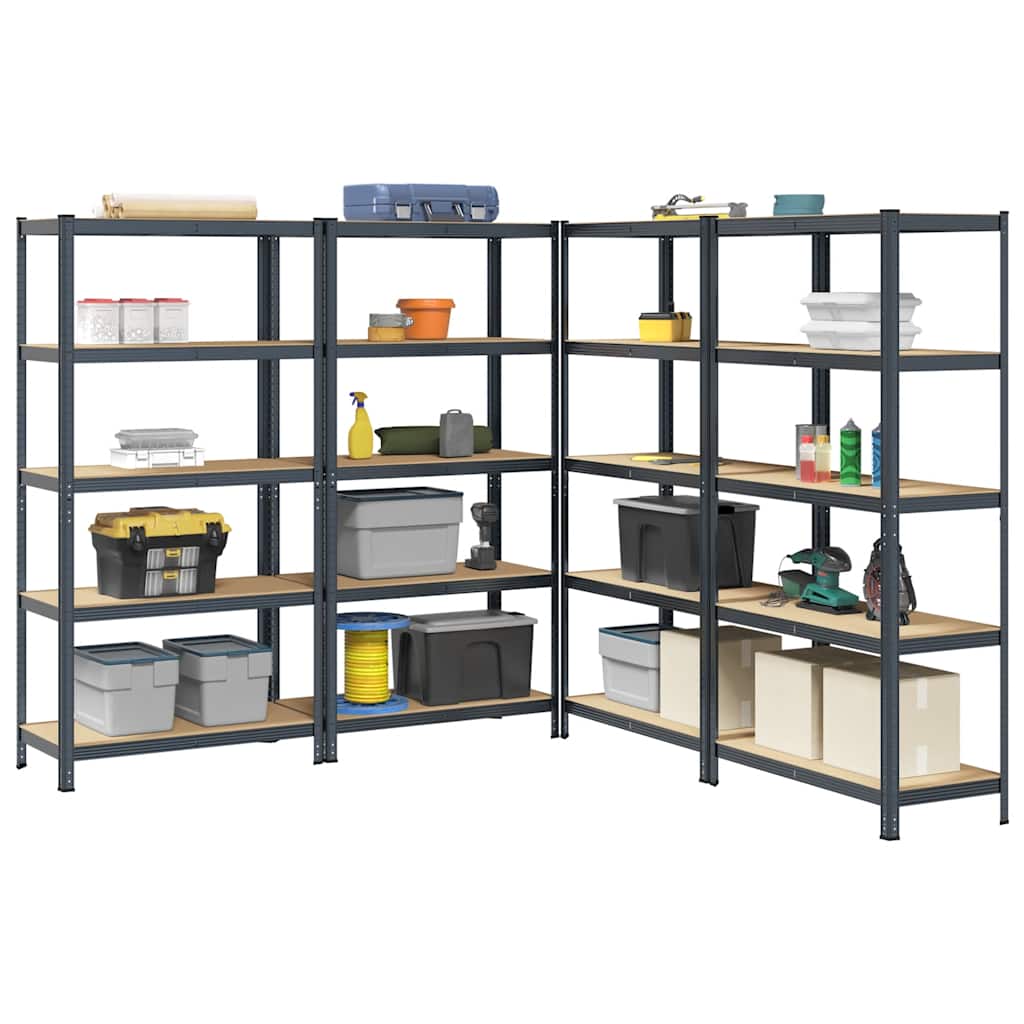 5-Layer Storage Shelves 4 pcs Anthracite Steel&Engineered Wood