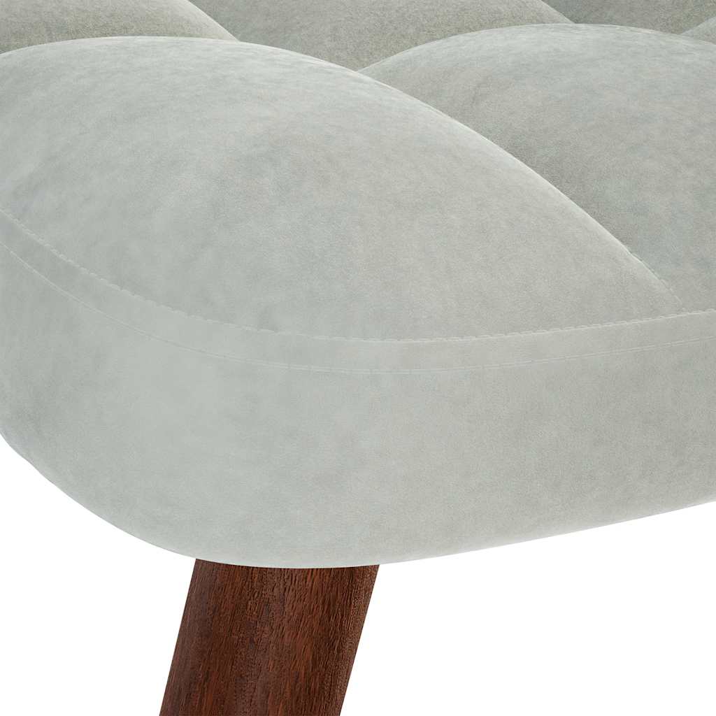 Relaxing Chair with Stool Light Grey Velvet