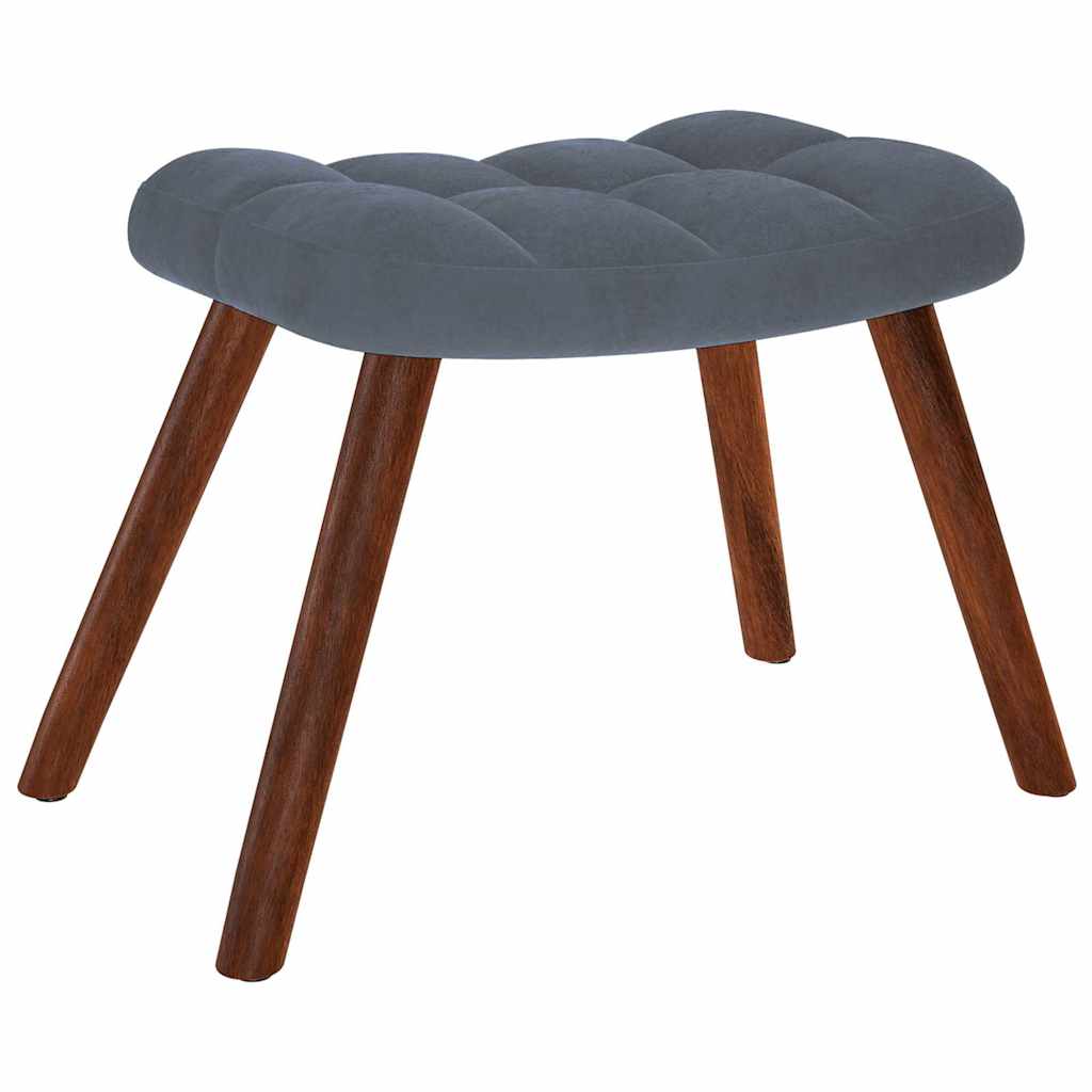 Relaxing Chair with Stool Dark Grey Velvet