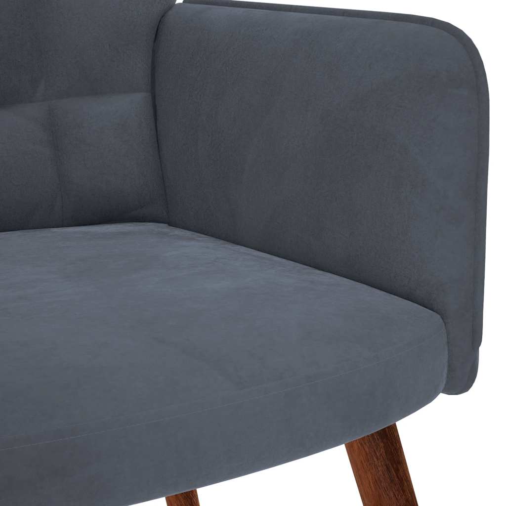 Relaxing Chair with Stool Dark Grey Velvet