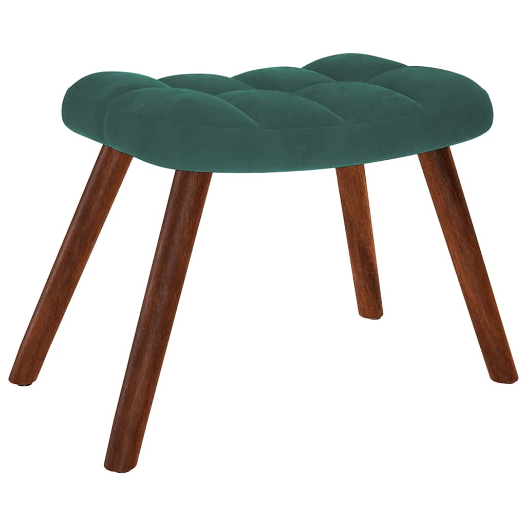 Relaxing Chair with Stool Dark Green Velvet