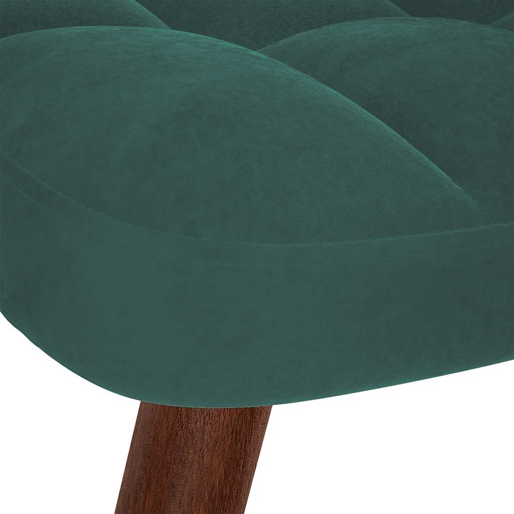 Relaxing Chair with Stool Dark Green Velvet