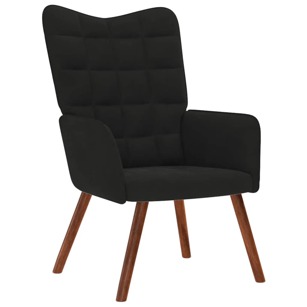 Relaxing Chair with Stool Black Velvet