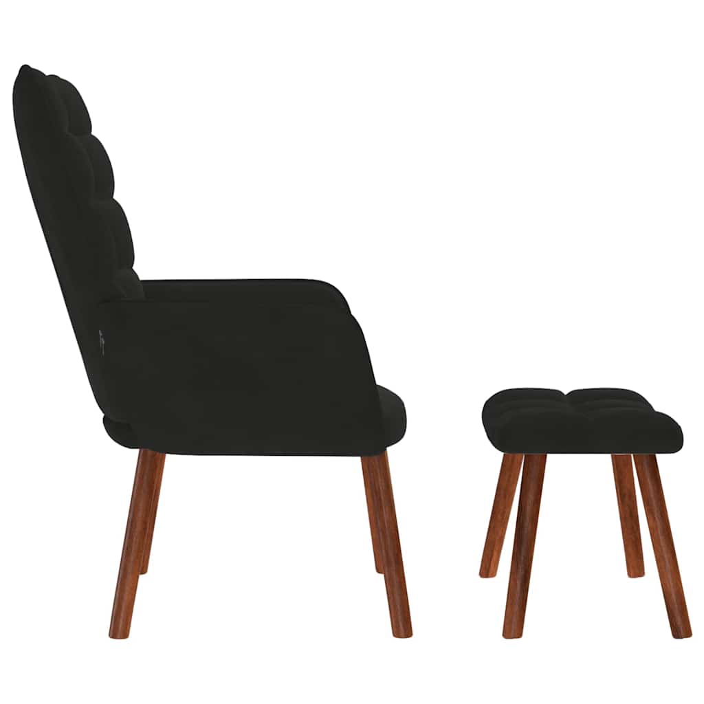 Relaxing Chair with Stool Black Velvet