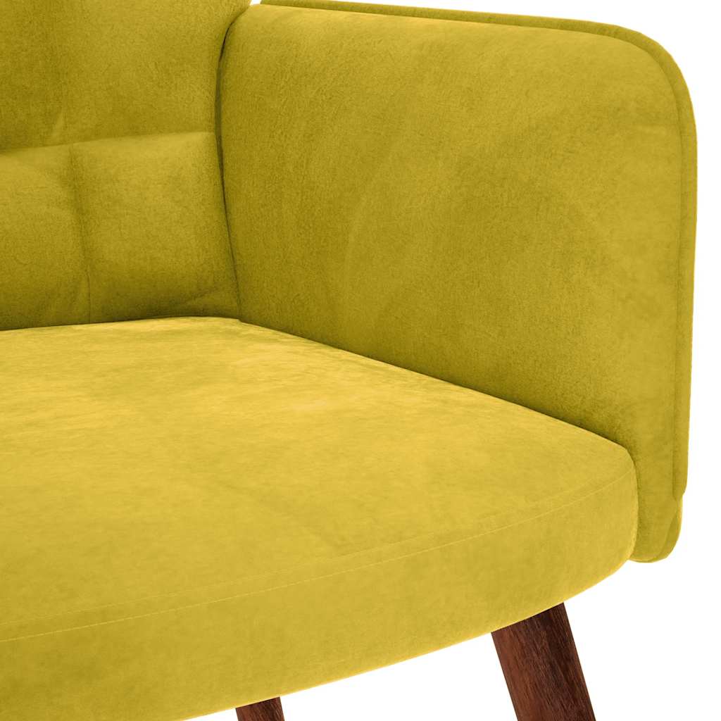 Relaxing Chair with Stool Yellow Velvet