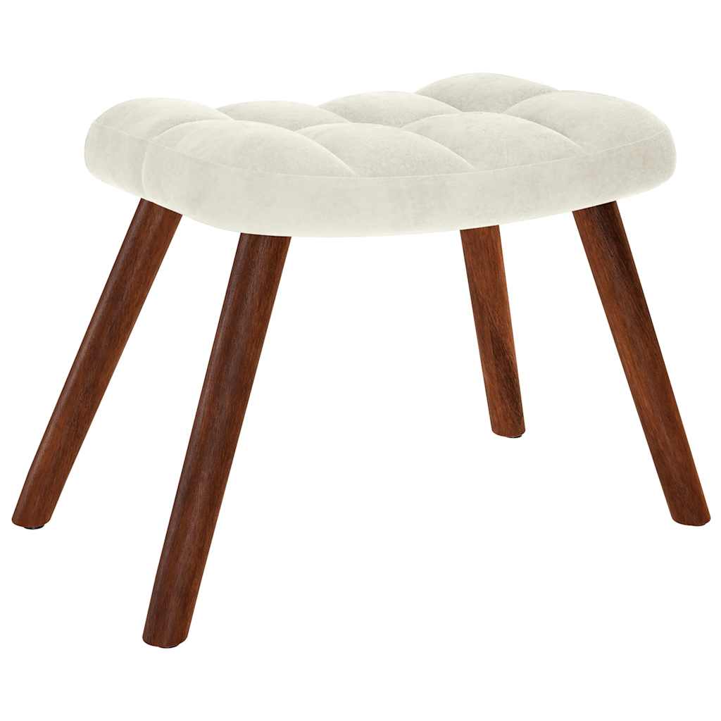 Relaxing Chair with Stool Cream Velvet