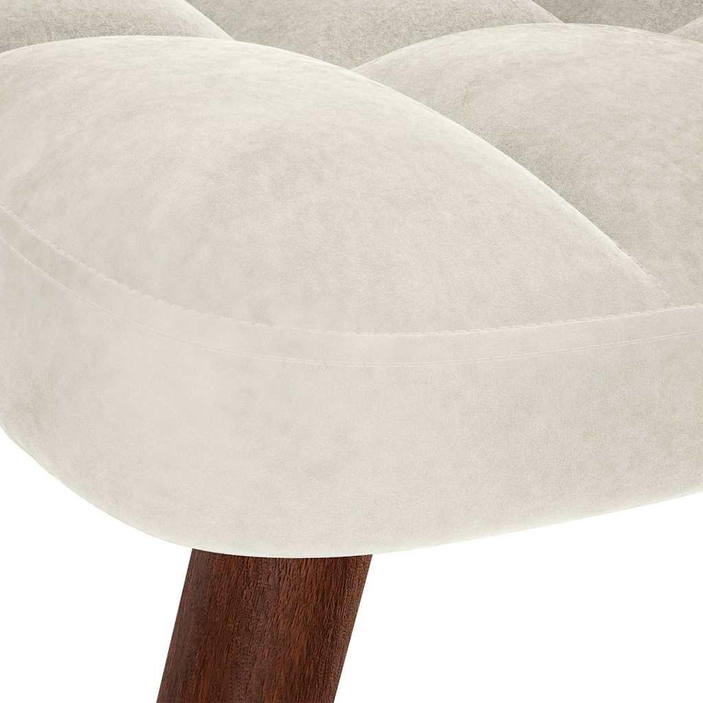 Relaxing Chair with Stool Cream Velvet