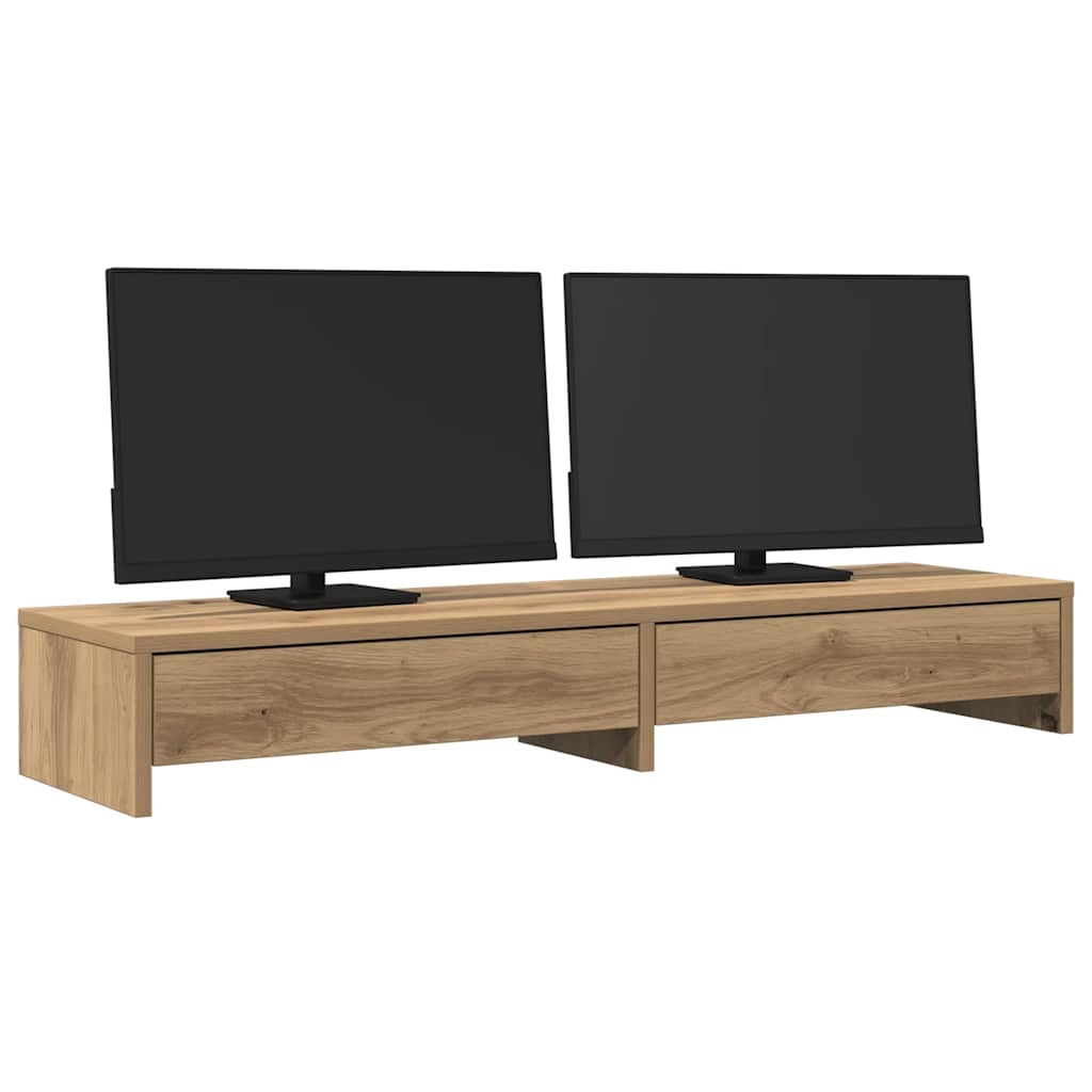 Monitor Stand with Drawers Artisian Oak 100x27x15 cm Engineered Wood