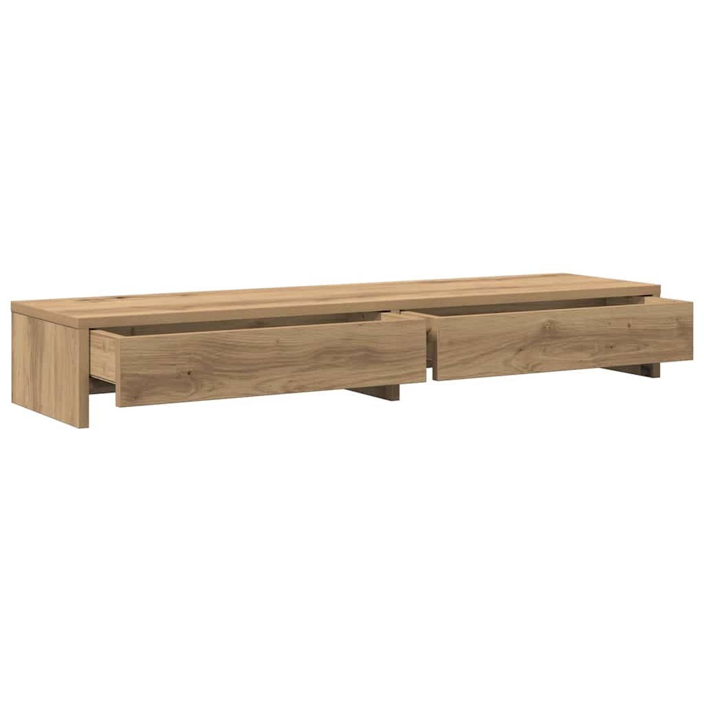 Monitor Stand with Drawers Artisian Oak 100x27x15 cm Engineered Wood