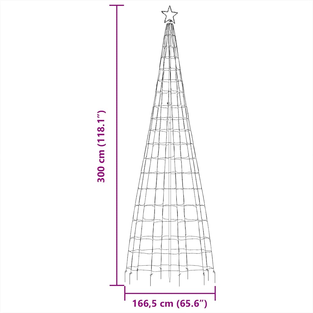 LED Christmas Tree with Spikes 570 LEDs Cold White 300 cm