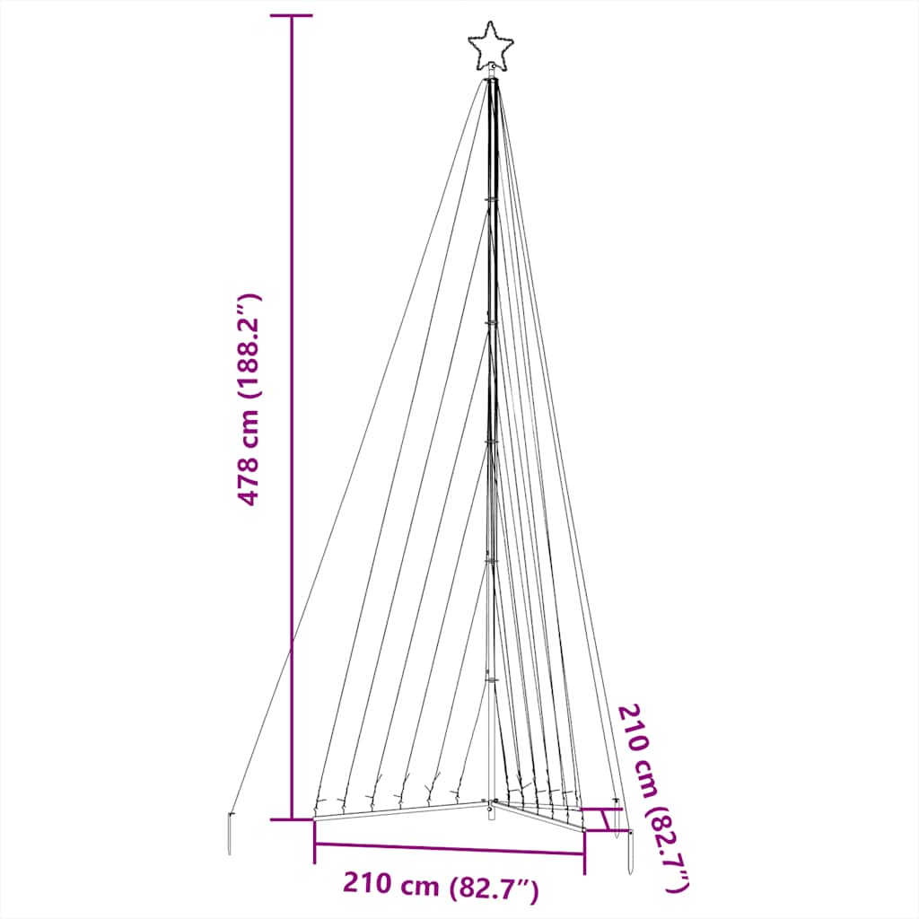 LED Christmas Tree 789 LEDs Warm White 478 cm