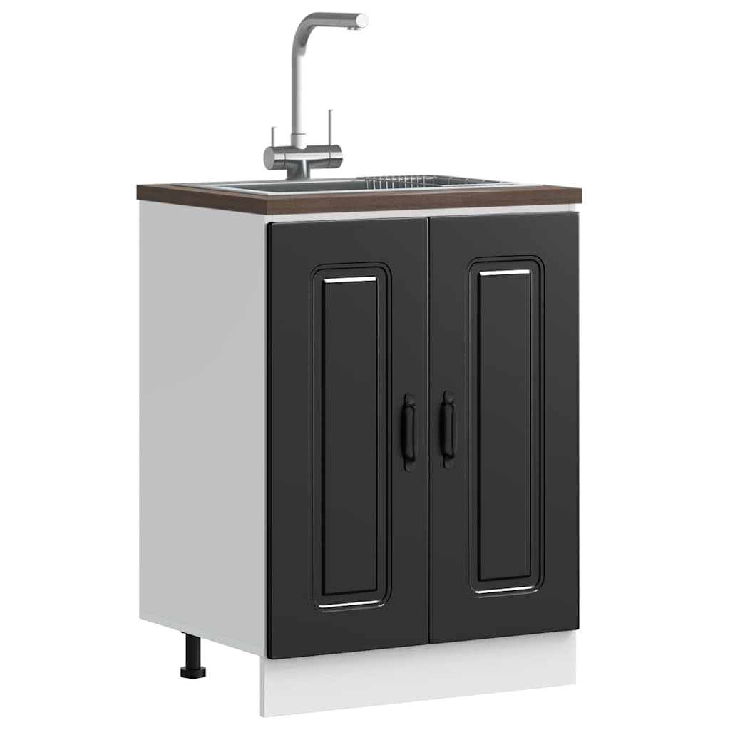 Sink Base Cabinet "Kalmar" Black 60x46x81,5 cm Engineered Wood