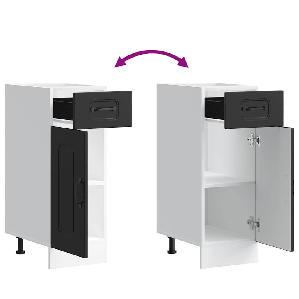 Kitchen Base Cabinet "Kalmar" Black Engineered Wood