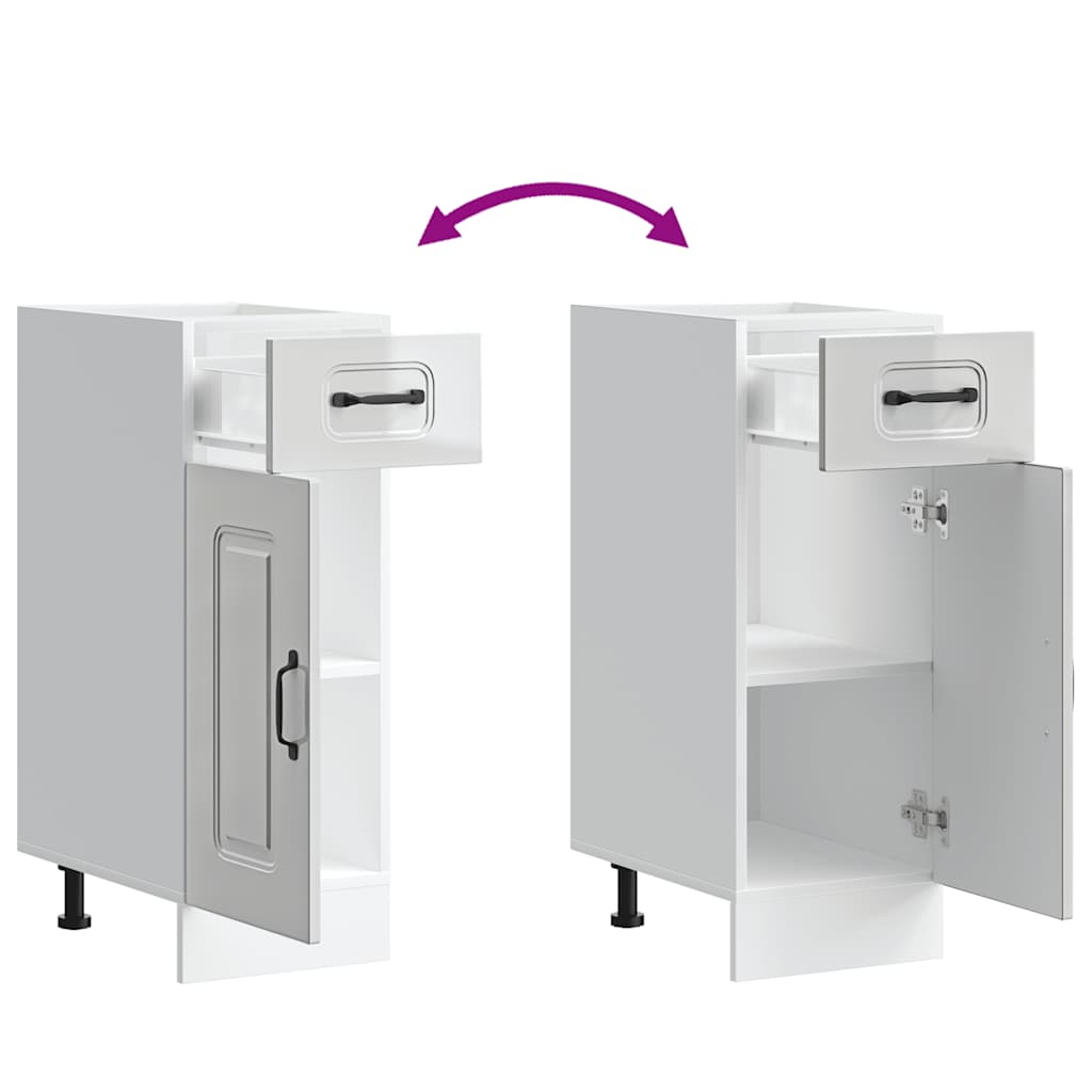 Kitchen Base Cabinet "Kalmar" High Gloss White Engineered Wood