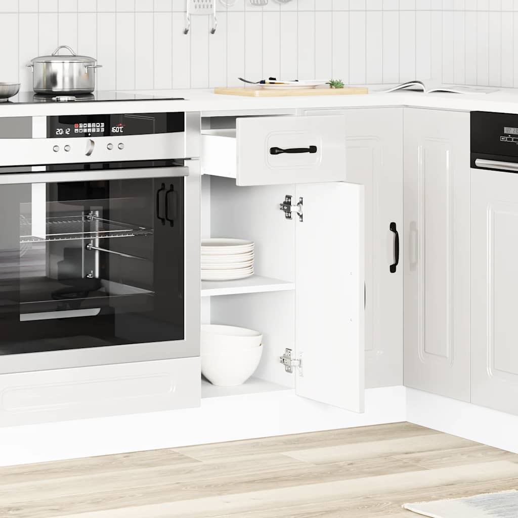 Kitchen Base Cabinet "Kalmar" High Gloss White Engineered Wood