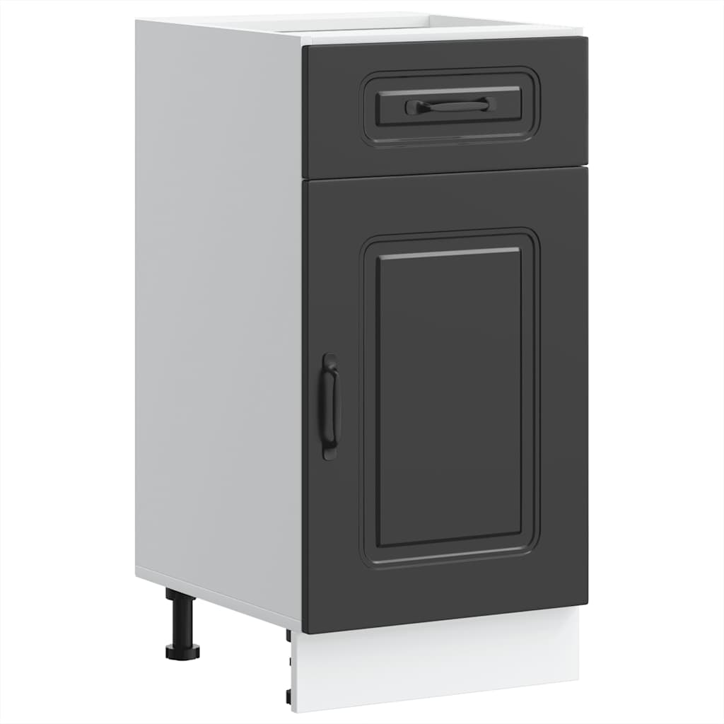 Kitchen Base Cabinet "Kalmar" Black Engineered Wood