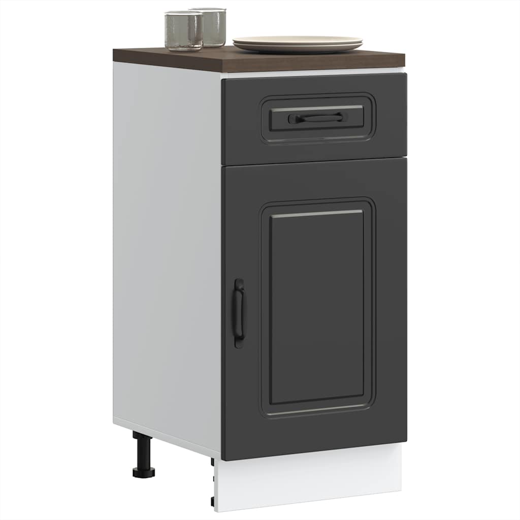 Kitchen Base Cabinet "Kalmar" Black Engineered Wood