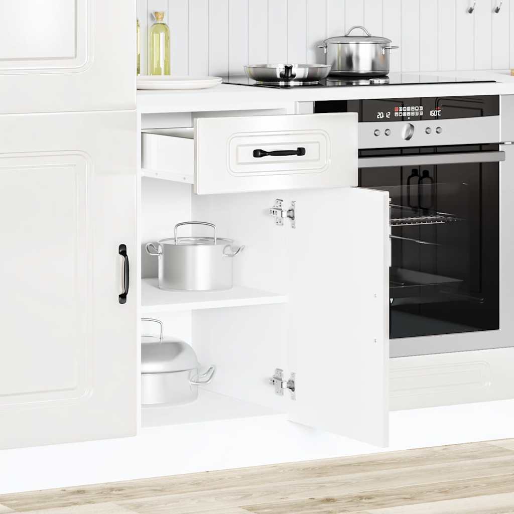 Kitchen Base Cabinet "Kalmar" High Gloss White Engineered Wood