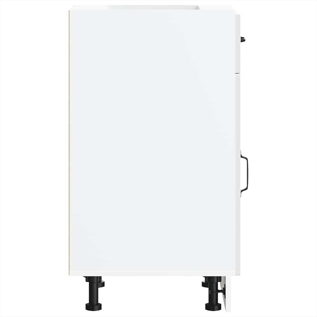 Kitchen Base Cabinet "Kalmar" High Gloss White Engineered Wood