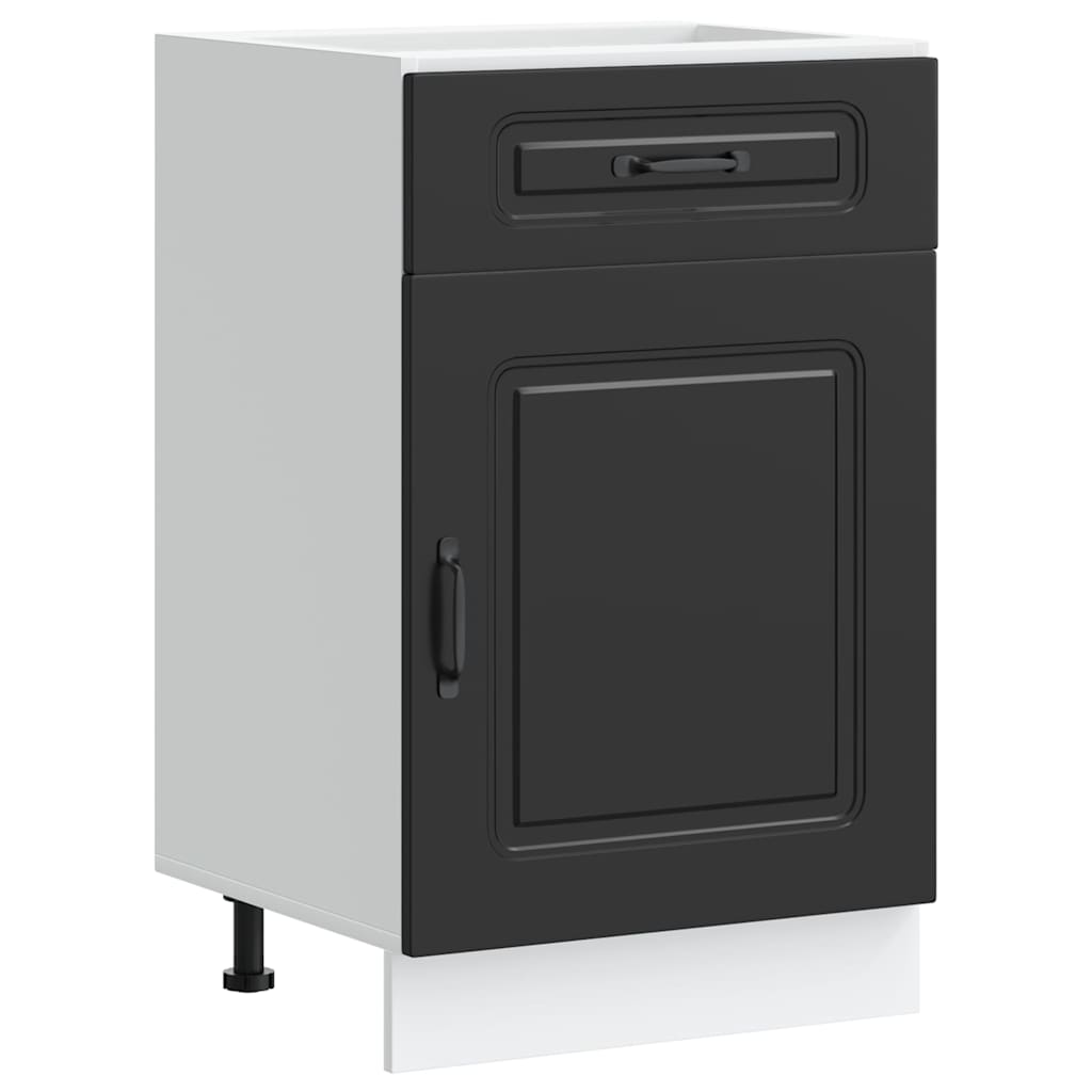 Kitchen Base Cabinet "Kalmar" Black Engineered Wood