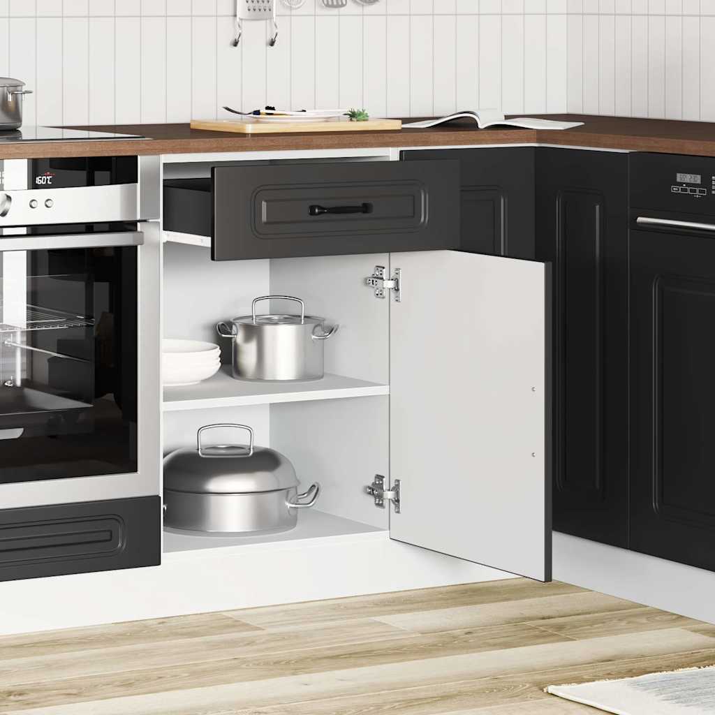 Kitchen Base Cabinet "Kalmar" Black Engineered Wood