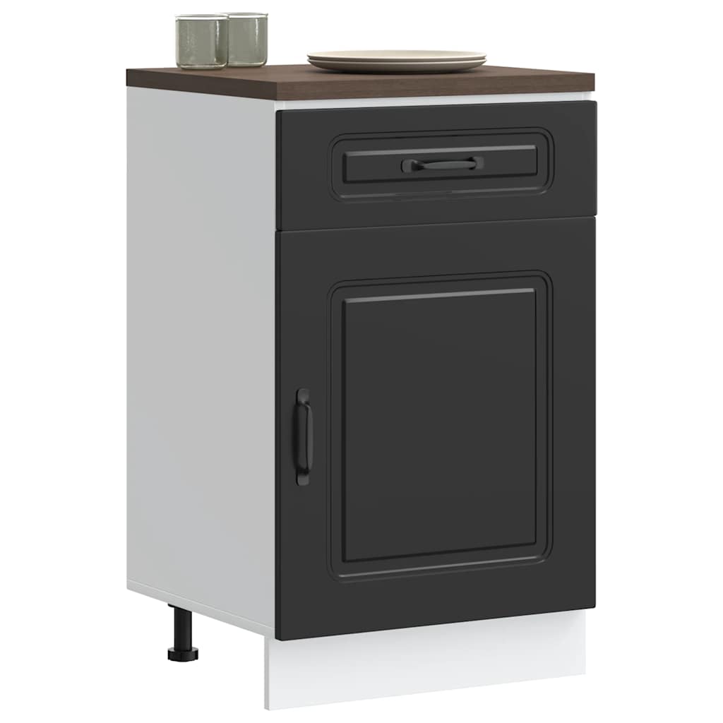 Kitchen Base Cabinet "Kalmar" Black Engineered Wood