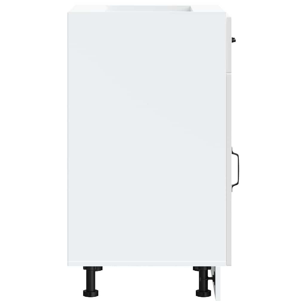 Kitchen Base Cabinet "Kalmar" High Gloss White Engineered Wood