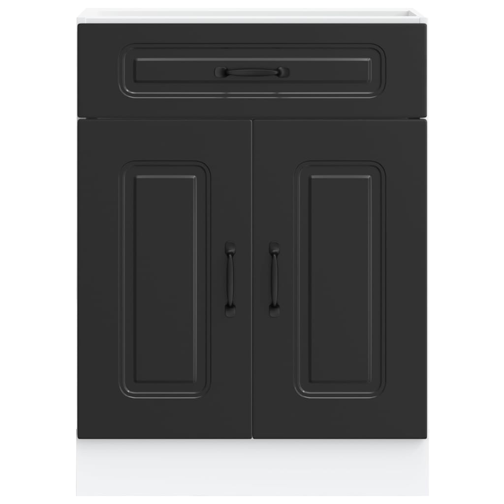 Kitchen Base Cabinet "Kalmar" Black Engineered Wood
