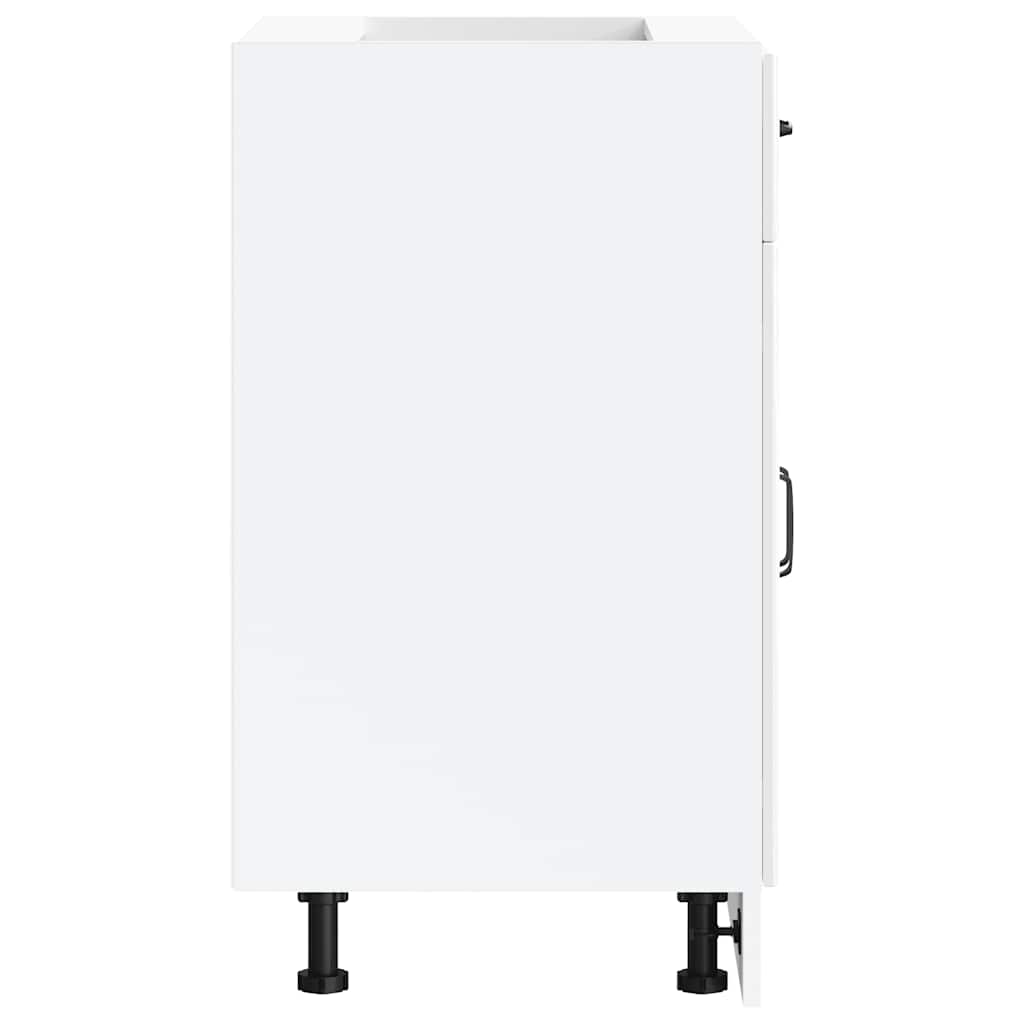 Kitchen Base Cabinet "Kalmar" High Gloss White Engineered Wood