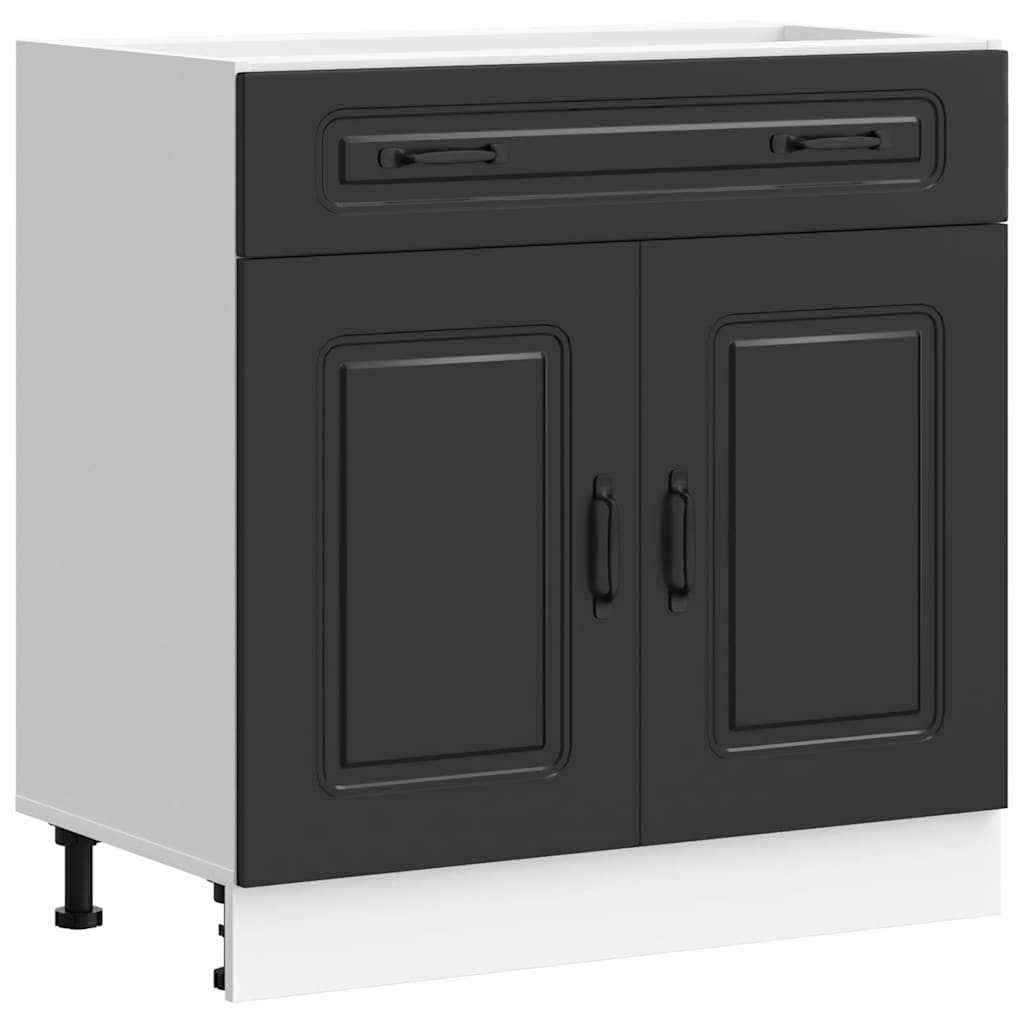 Kitchen Base Cabinet "Kalmar" Black Engineered Wood