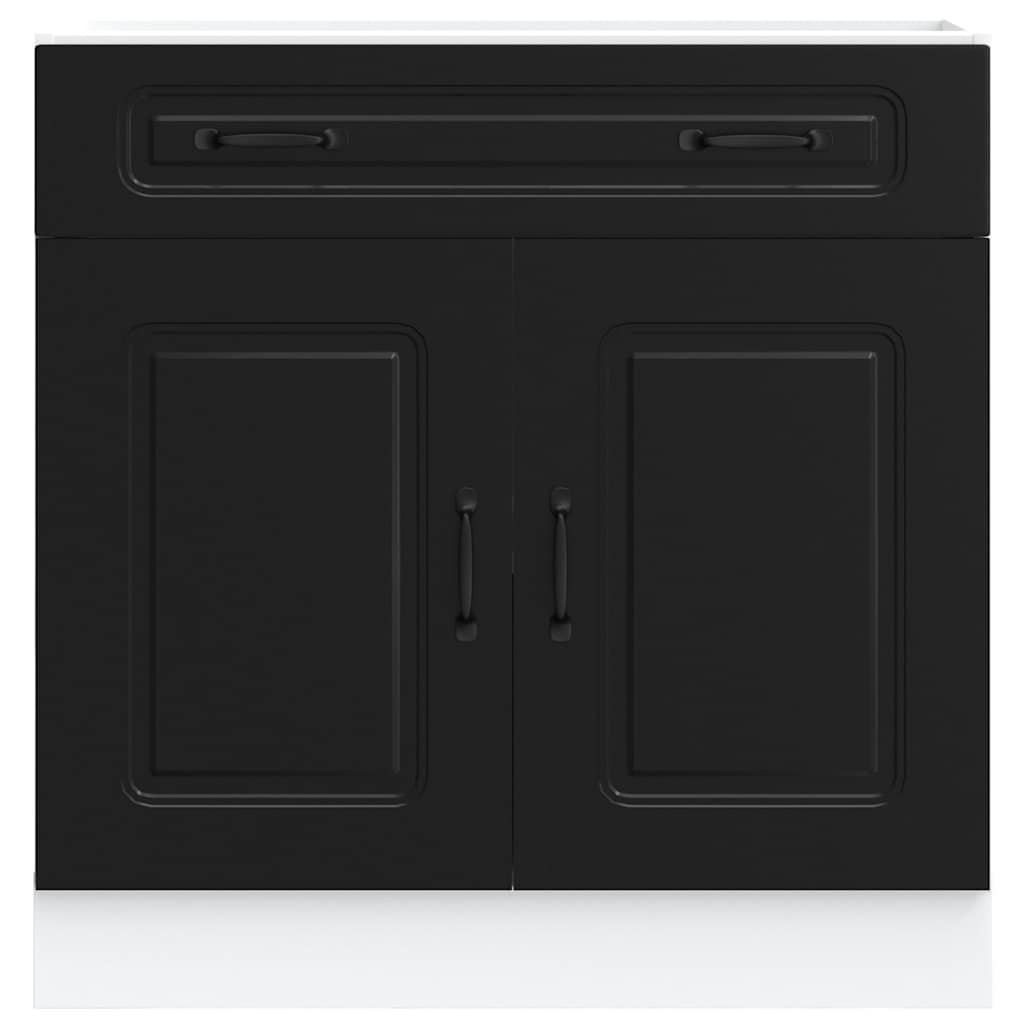 Kitchen Base Cabinet "Kalmar" Black Engineered Wood