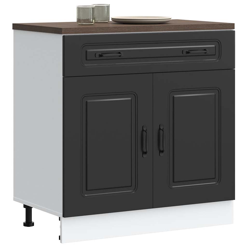 Kitchen Base Cabinet "Kalmar" Black Engineered Wood