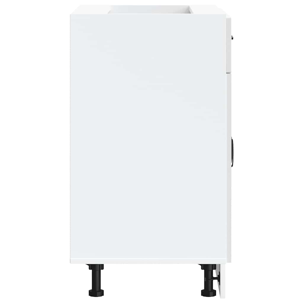 Kitchen Base Cabinet "Kalmar" High Gloss White Engineered Wood