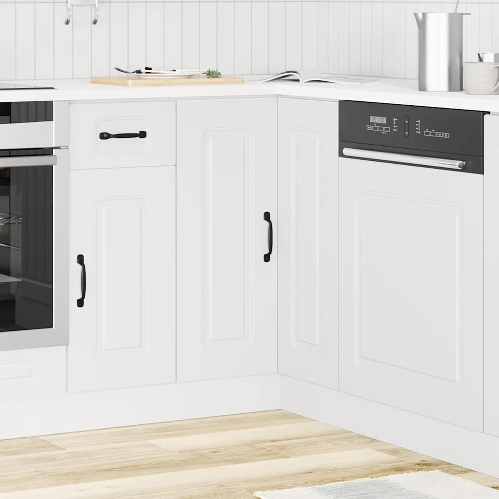 Kitchen Corner Base Cabinet Kalmar White Engineered Wood