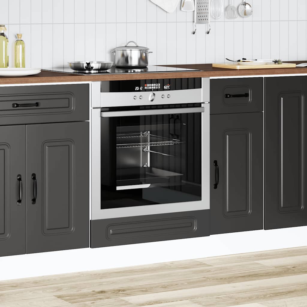 Oven Cabinet "Kalmar" Black Engineered Wood