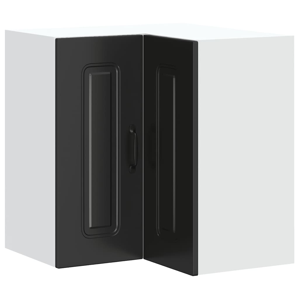 Kitchen Wall Corner Cabinet "Kalmar" Black Engineered Wood