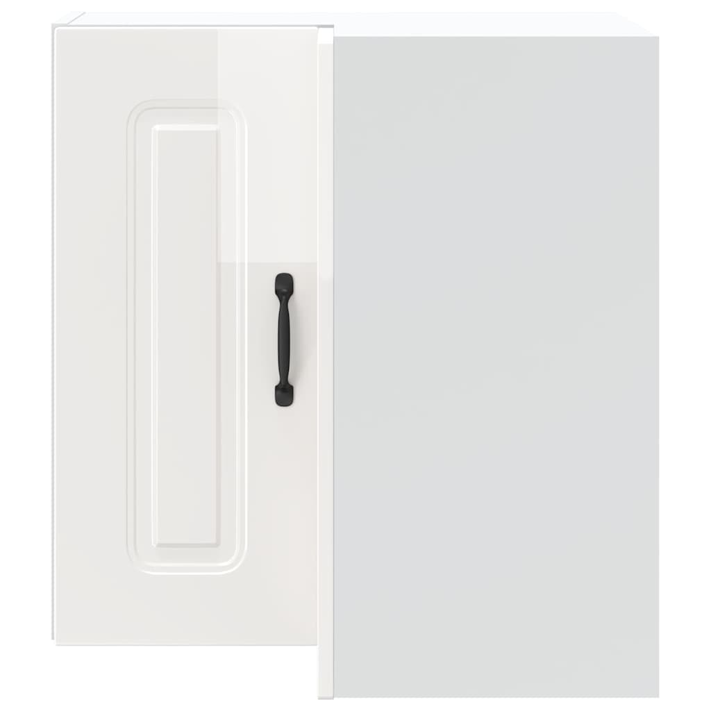 Kitchen Wall Corner Cabinet "Kalmar" High Gloss White Engineered Wood