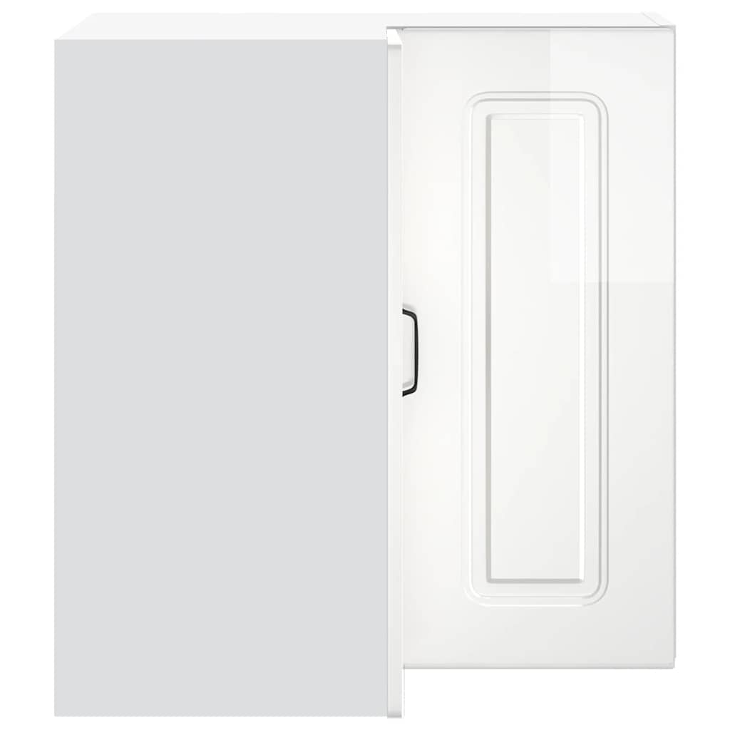 Kitchen Wall Corner Cabinet "Kalmar" High Gloss White Engineered Wood