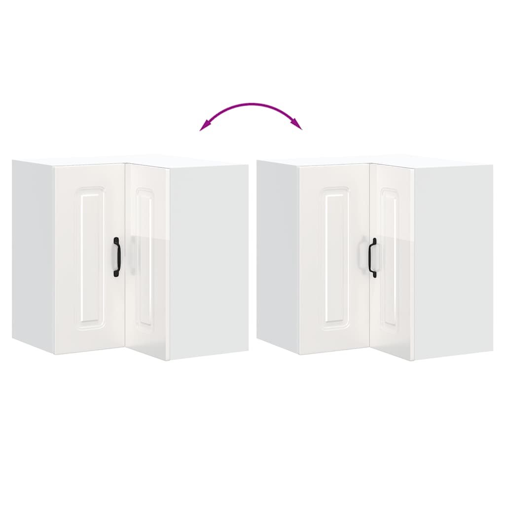 Kitchen Wall Corner Cabinet "Kalmar" High Gloss White Engineered Wood