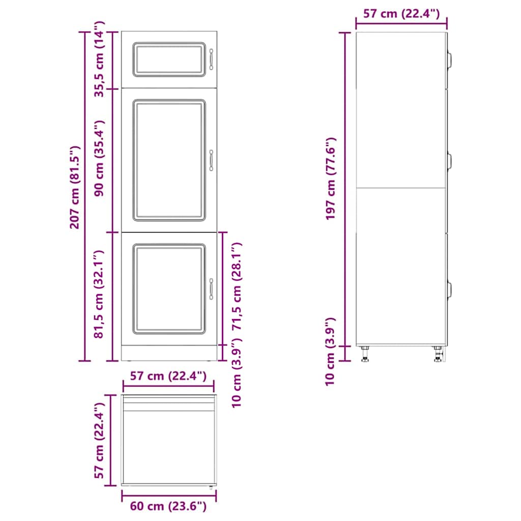 Kitchen Cupboard "Kalmar" Black Engineered Wood