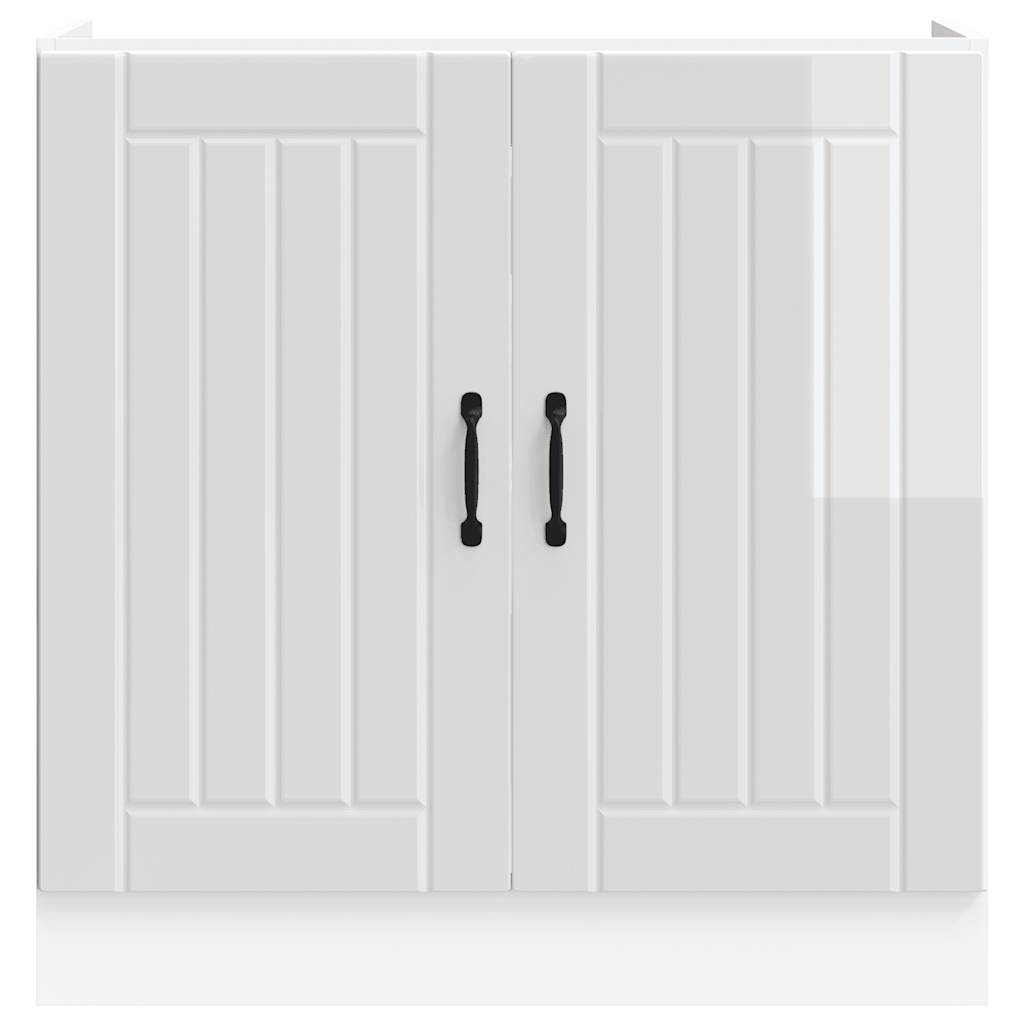 Sink Base Cabinet "Lucca" High Gloss White Engineered Wood