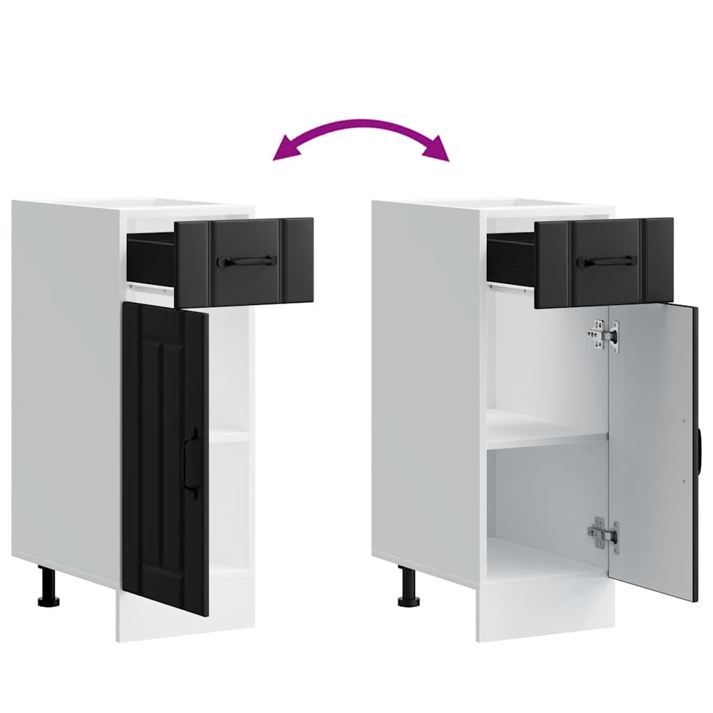 Kitchen Base Cabinet "Lucca" Black Engineered Wood