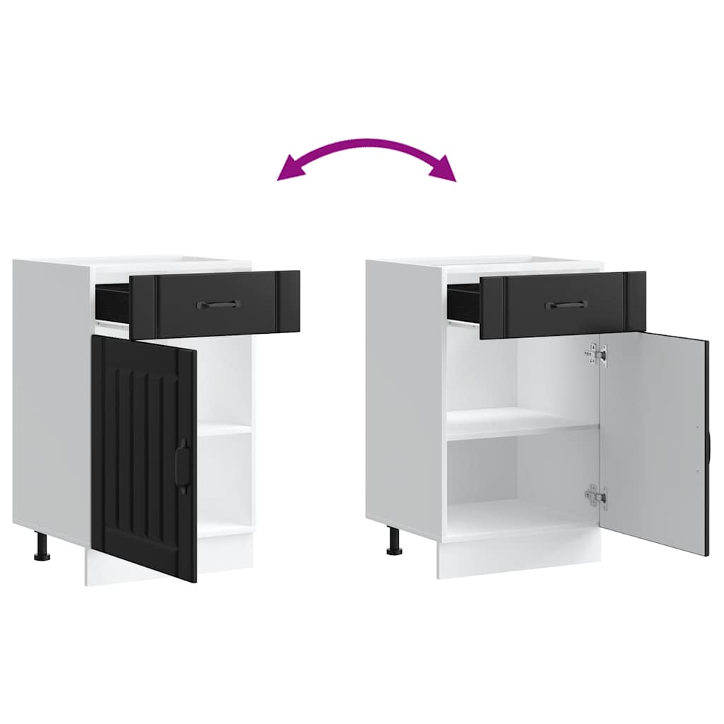 Kitchen Base Cabinet "Lucca" Black Engineered Wood