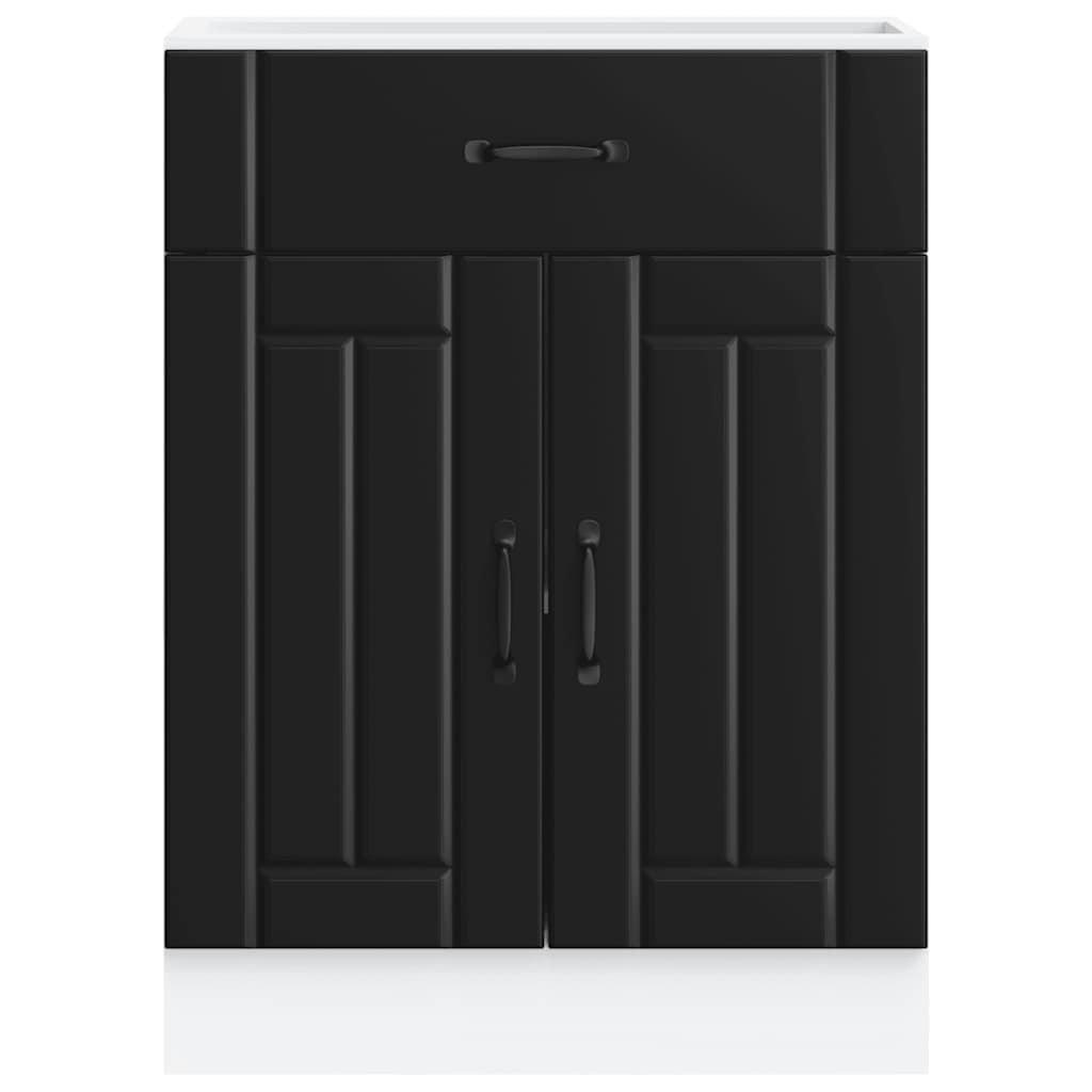Kitchen Base Cabinet "Lucca" Black Engineered Wood